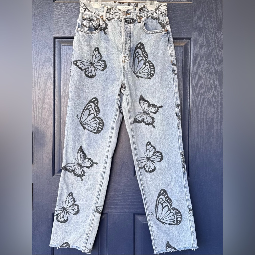 PacSun Butterfly Print Straight Leg Jeans Size 26